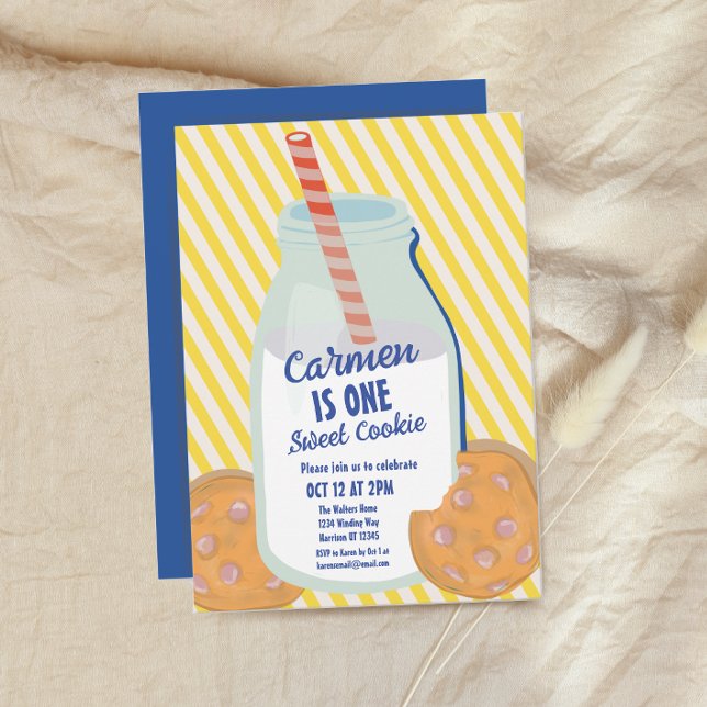 One Sweet Cookie Whimsical First Birthday Invitation (Creator Uploaded)