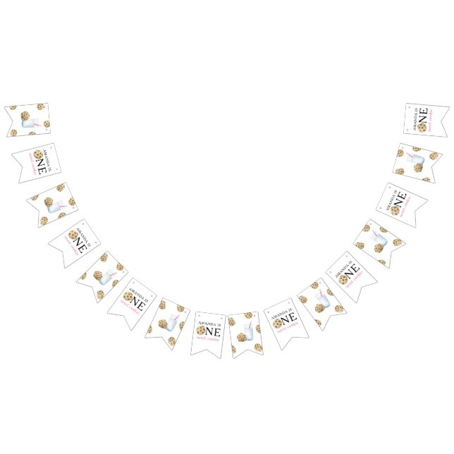 One Sweet Cookies & Milk Girl First Birthday   Bunting (All)