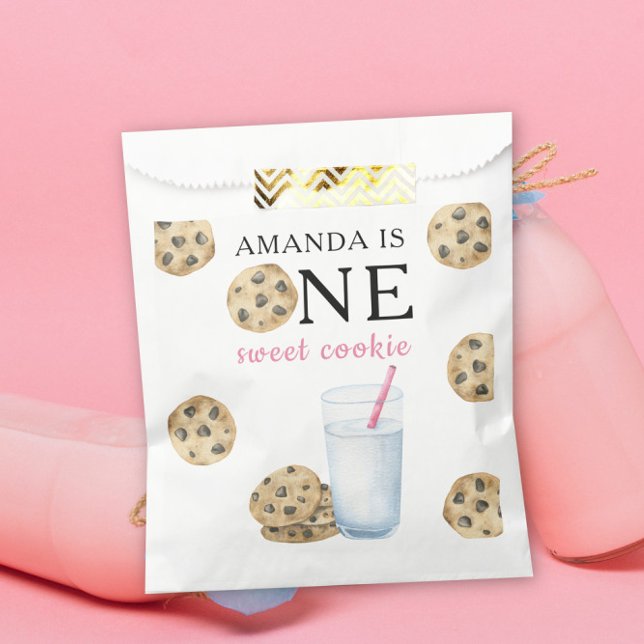 One Sweet Cookies & Milk Girl First Birthday   Favour Bags (Creator Uploaded)