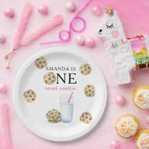 One Sweet Cookies & Milk Girl First Birthday   Paper Plate