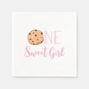 One Sweet Girl cookies and Pink stripes Birthday Napkin