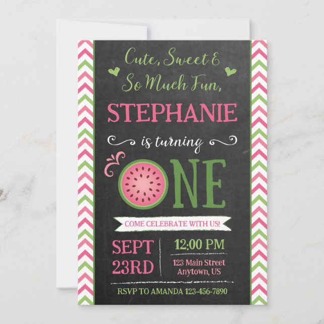 One Sweet Melon 1st Birthday Invitation (Front)