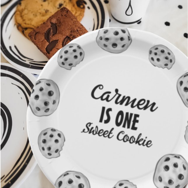 One Sweet Milk and Cookie Birthday Paper Plate (Creator Uploaded)