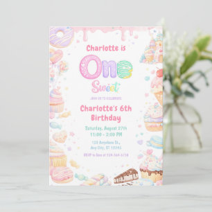 One Sweet Pastel Candy 1st Birthday Invitation