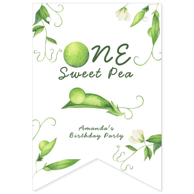 One Sweet Pea First Birthday Bunting (First Flag)
