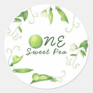 One Sweet Pea First Birthday Classic Round Sticker