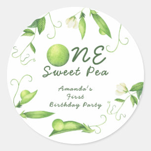 One Sweet Pea First Birthday Classic Round Sticker