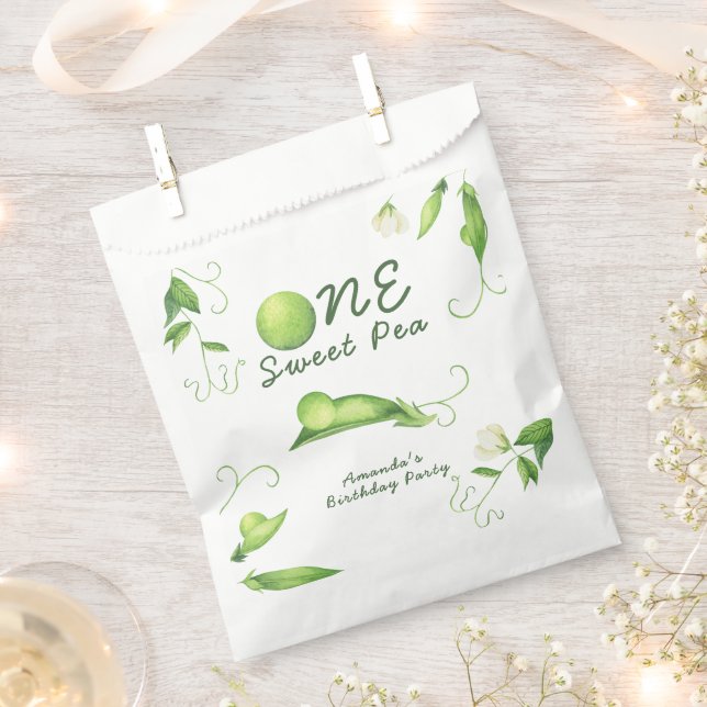 One Sweet Pea First Birthday Favour Bags (Clipped)