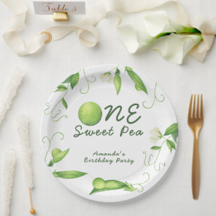 One Sweet Pea First Birthday Paper Plate