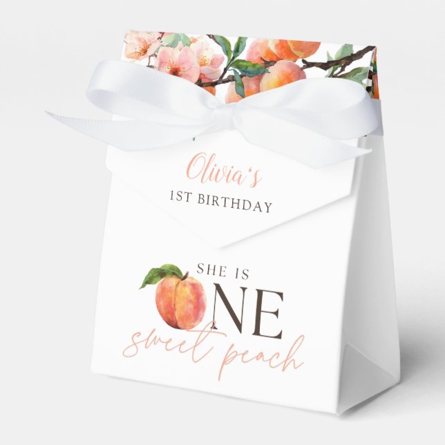 One Sweet Peach 1st Birthday  Favour Box (Front Side)