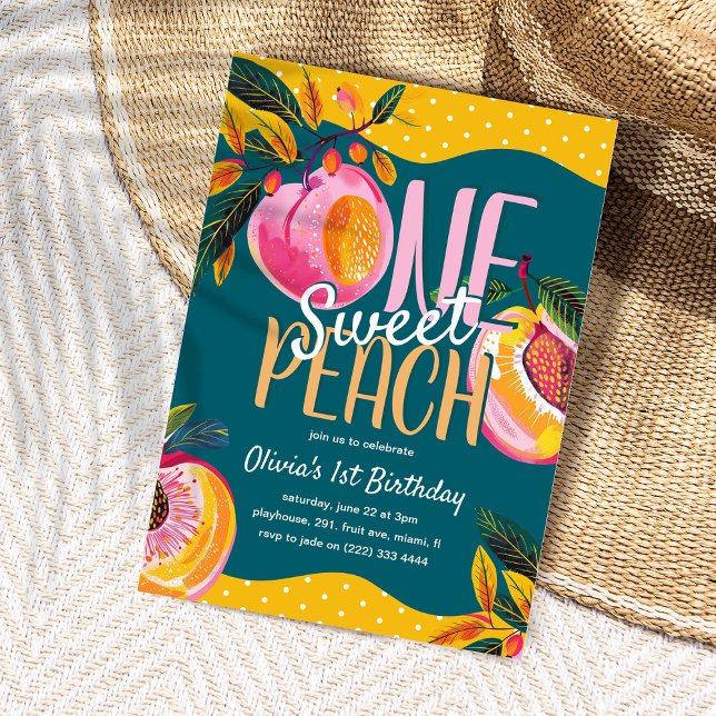 One Sweet Peach' 1st Birthday  Invitation (Creator Uploaded)