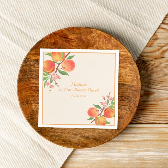 One Sweet Peach 1st Birthday Paper Napkin (Creator Uploaded)