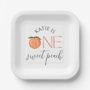 One Sweet Peach 1st Birthday Plates