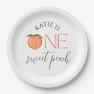 One Sweet Peach 1st Birthday Plates