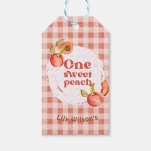 One Sweet Peach 1st Birthday Rustic Gingham Gift Tags