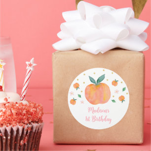 One Sweet Peach Birthday Classic Round Sticker