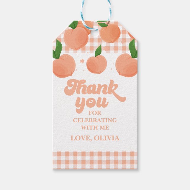 One Sweet Peach Birthday Gift Tags (Front)