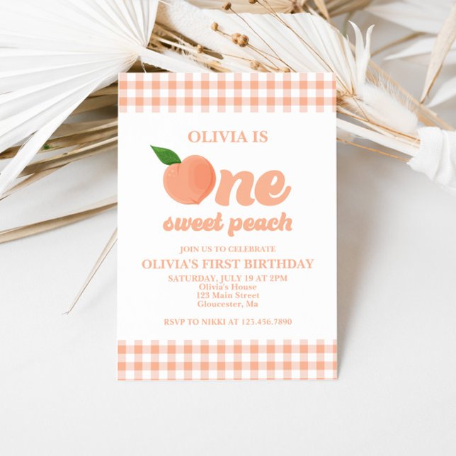 One Sweet Peach Birthday Invitation (Creator Uploaded)