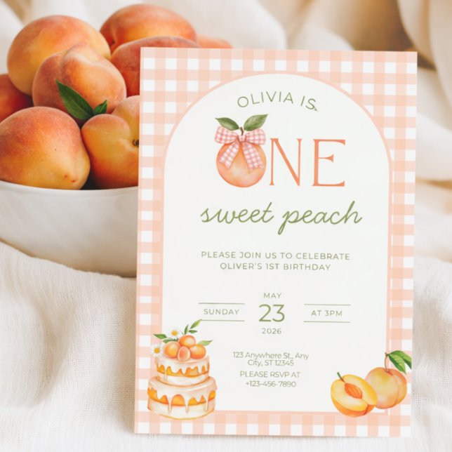 One Sweet Peach Birthday Invitation Girl 1st (Creator Uploaded)