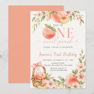 One Sweet Peach First Birthday Invitation
