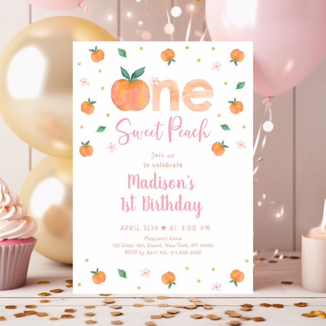 One Sweet Peach First Birthday Invitation (Creator Uploaded)