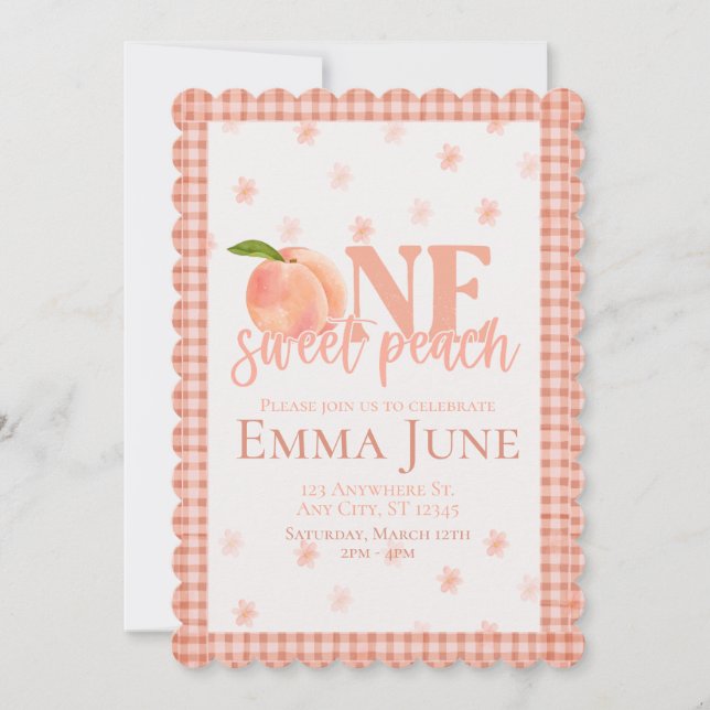 One Sweet Peach | First Birthday Invitation  (Front)