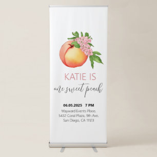One Sweet Peach First Birthday Party Retractable Banner