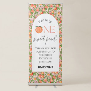 One Sweet Peach First Birthday Party Retractable Banner