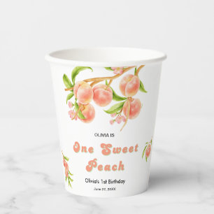 One Sweet Peach Fruit 1st Birthday  Paper Cups