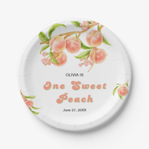 One Sweet Peach Fruit 1st Birthday  Paper Plate