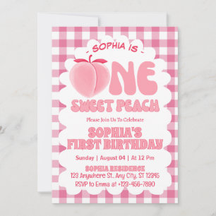 One Sweet Peach Girl 1st Birthday Invitation