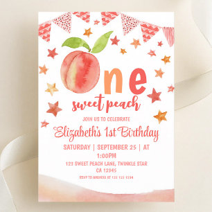 One Sweet Peach Girl 1st Birthday Invitation