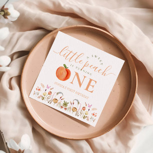 One Sweet Peach Girl 1st Birthday Napkin