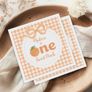 One Sweet Peach Girl 1st Birthday Napkin