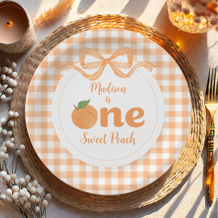 One Sweet Peach Girl 1st Birthday Paper Plate