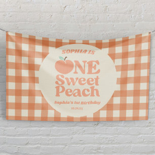 One Sweet Peach Orange First 1st Birthday Party Banner