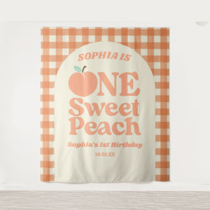 One Sweet Peach Orange First 1st Birthday Party Tapestry