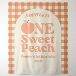 One Sweet Peach Orange First 1st Birthday Party Tapestry