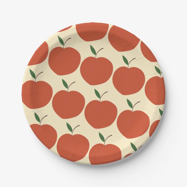 One Sweet Peach- Retro Peach Pattern 1st Birthday  Paper Plate (Front)