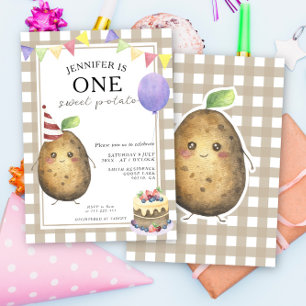 One Sweet Potato Gender Neutral First Birthday  Invitation
