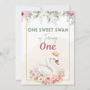 One Sweet Swan Birthday Invitation