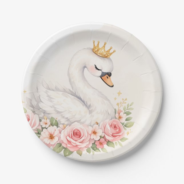One Sweet Swan Party Plate (Front)