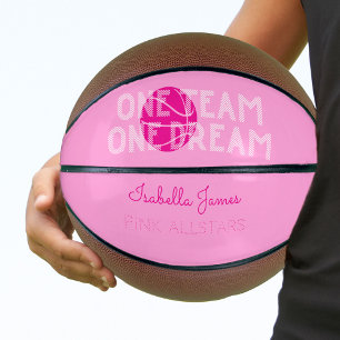 One Team One Dream Pink Personalised Basketball