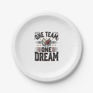 One Team One Dream Vintage Sports Team Shirt_1 Paper Plate
