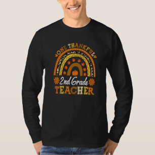 One Thankful 2nd Grade Teacher Leopard Rainbow Tha T-Shirt