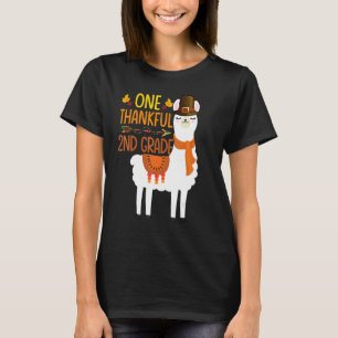 One Thankful 2nd grade Teacher Llama Thanksgiving  T-Shirt