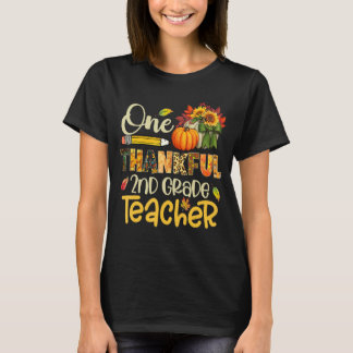 One Thankful 2nd Grade Teacher Pumpkin Fall Thanks T-Shirt