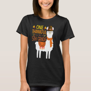 One Thankful 5th grade Teacher Llama Thanksgiving  T-Shirt
