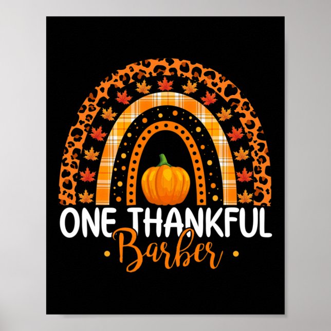 One Thankful Barber Rainbow Boho Fall Thanksgiving Poster (Front)