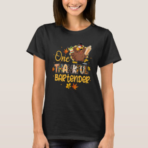 One Thankful Bartender Turkey Pilgrim Hat Thanksgi T-Shirt